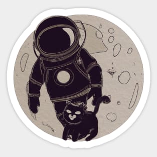 Lunar cat and astronaut Sticker